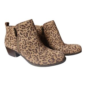 Lucky Brand Leopard Print Tan and Brown Ankle Booties